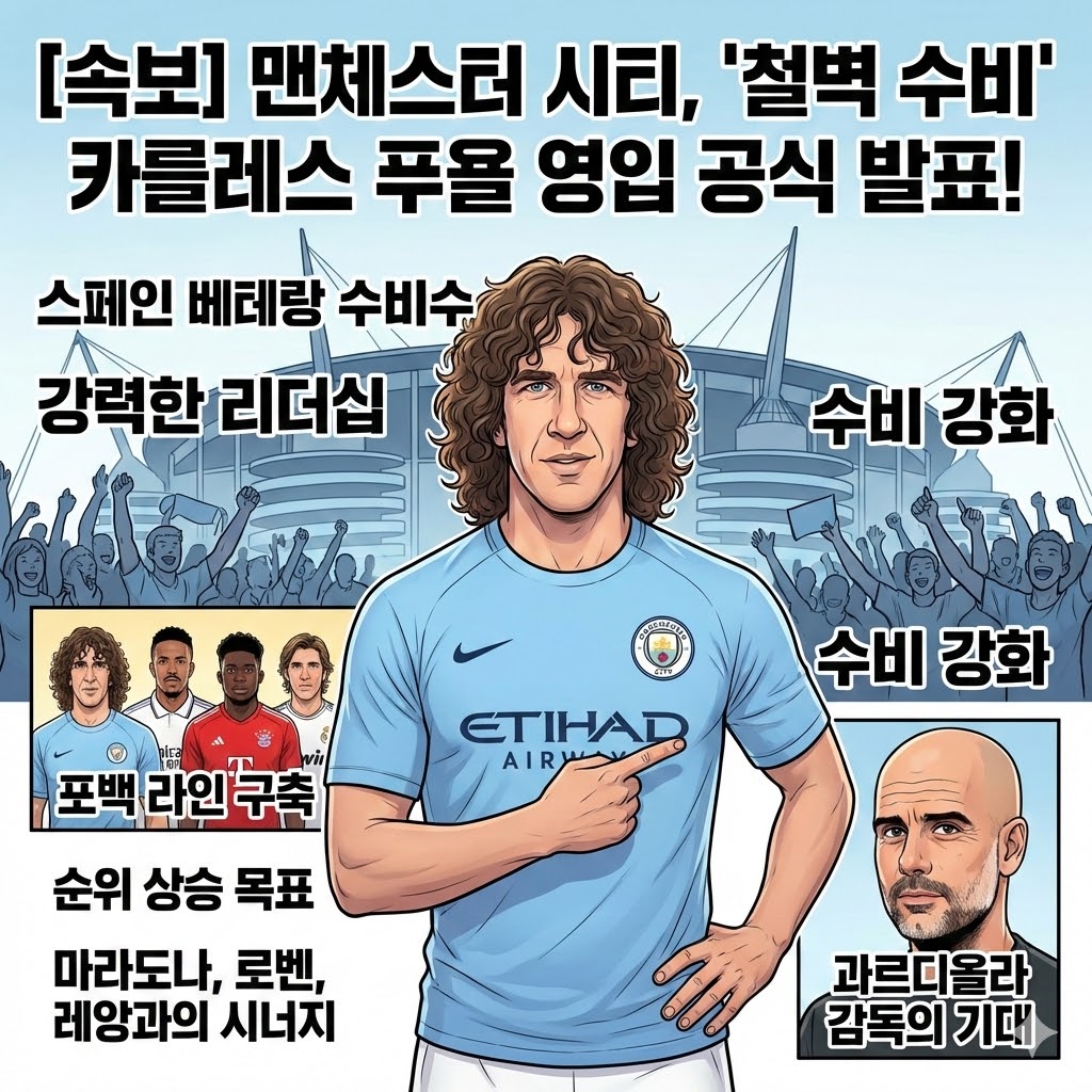 맨시티, [철벽] 푸욜 영입! 순위 반등 노린다